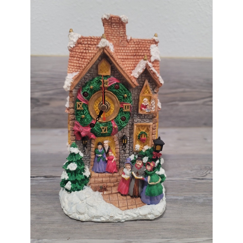 Vintage Avon Christmas Clock 12 holiday melodies wreath lights blink excellent